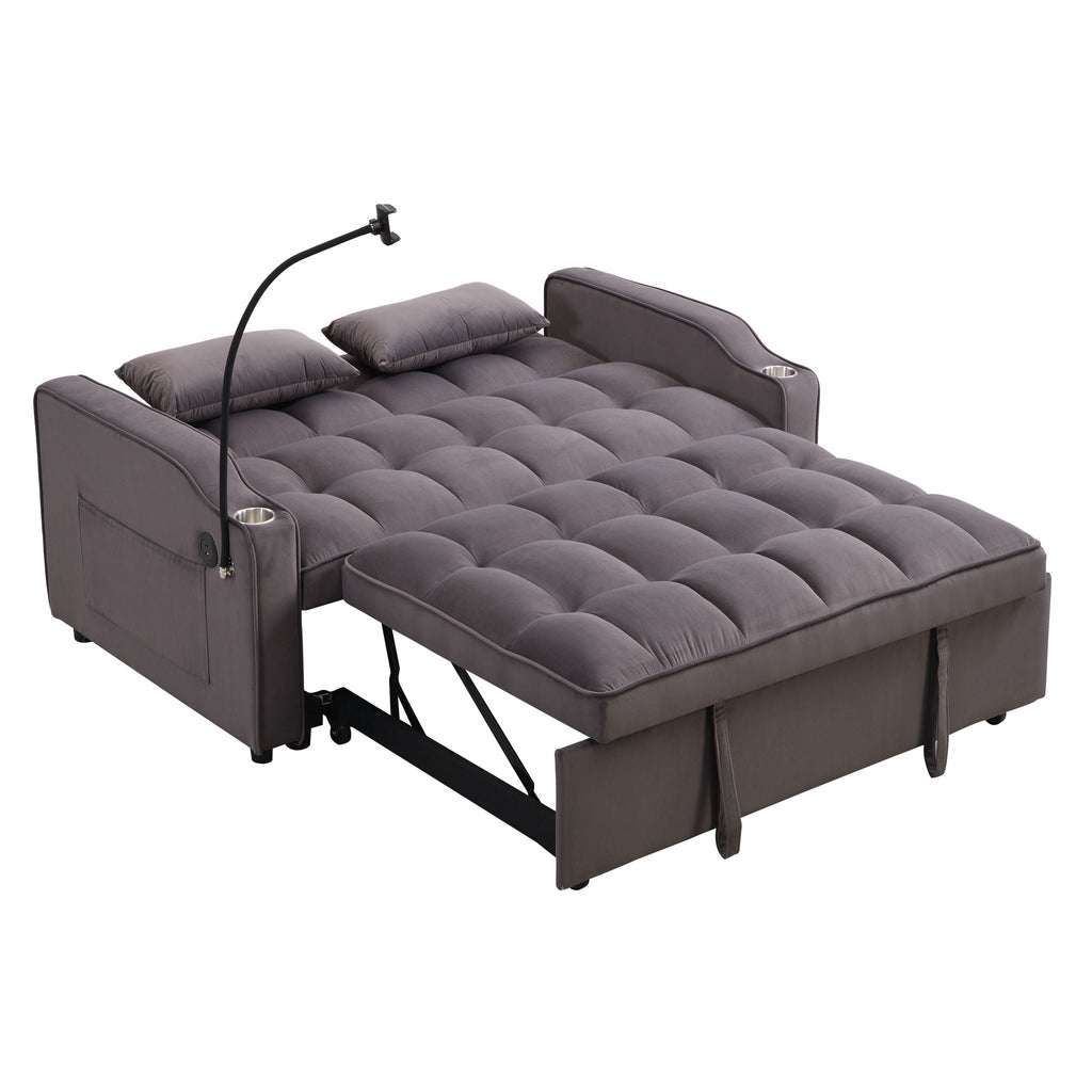 Modern Loveseat Futon Sofa with Pullout Bed and Adjustable Backrest - Multiple Colors