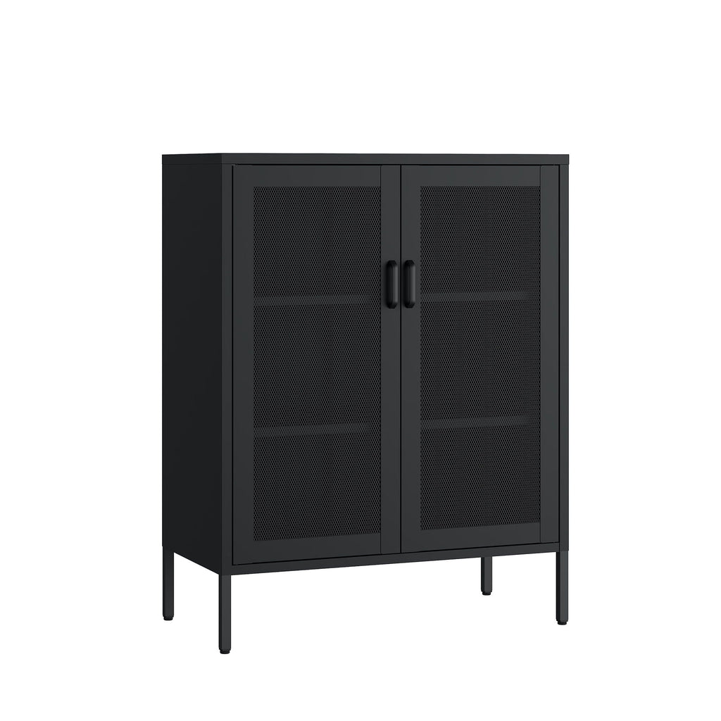Metal Accent Cabinet with Adjustable Shelves - Black, Green, or White