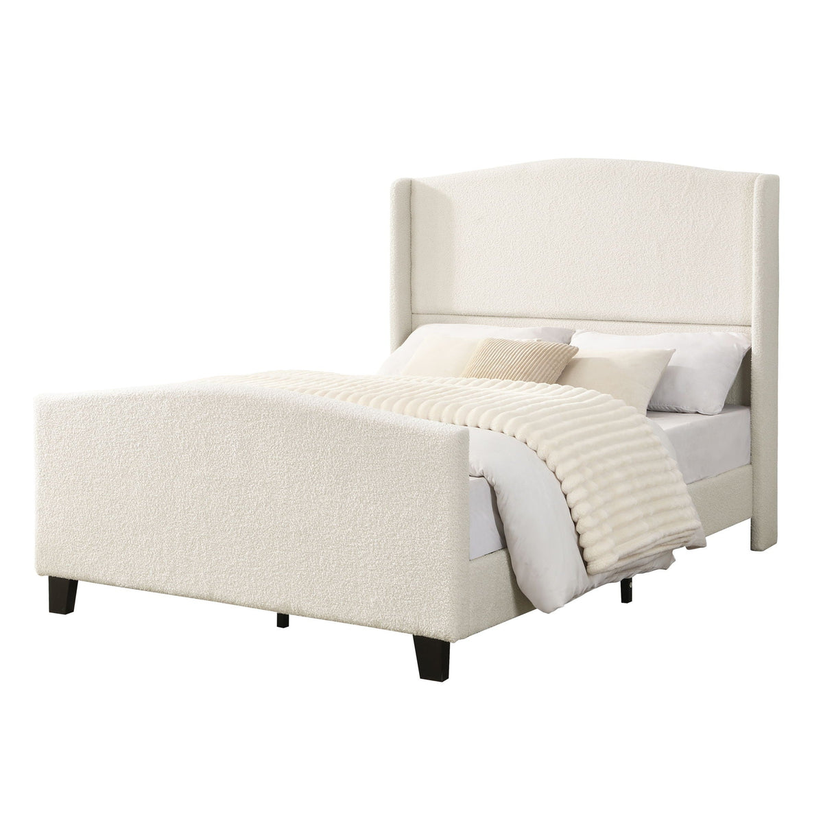 Platform Bed Frame with Tall Headboard and High Footboard - White or Gray