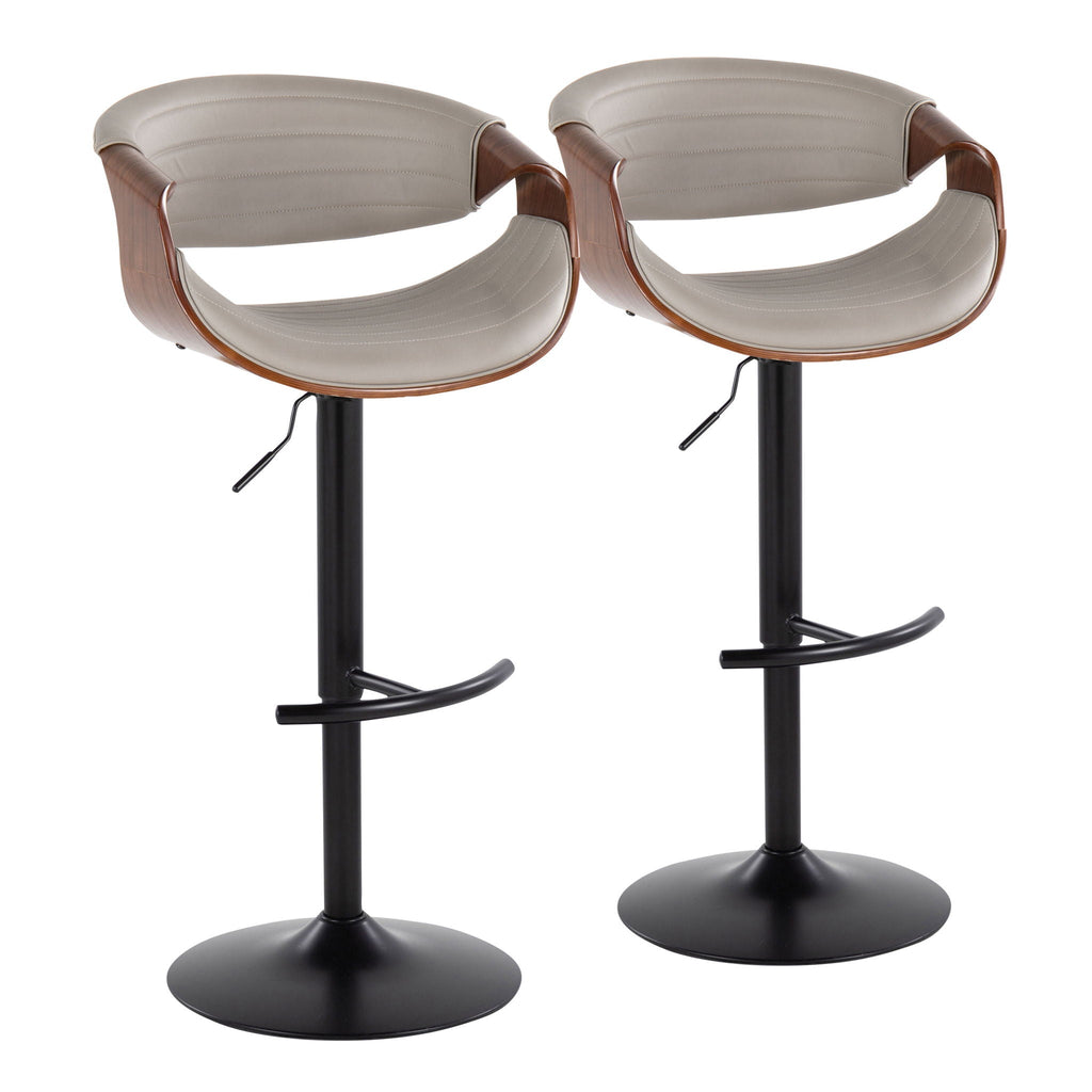 Symphony Mid Century Modern Adjustable Barstool Set with Swivel and T Footrest - Black, Beige, Pearl Silver