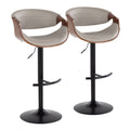 Symphony Mid Century Modern Adjustable Barstool Set with Swivel and T Footrest - Black, Beige, Pearl Silver