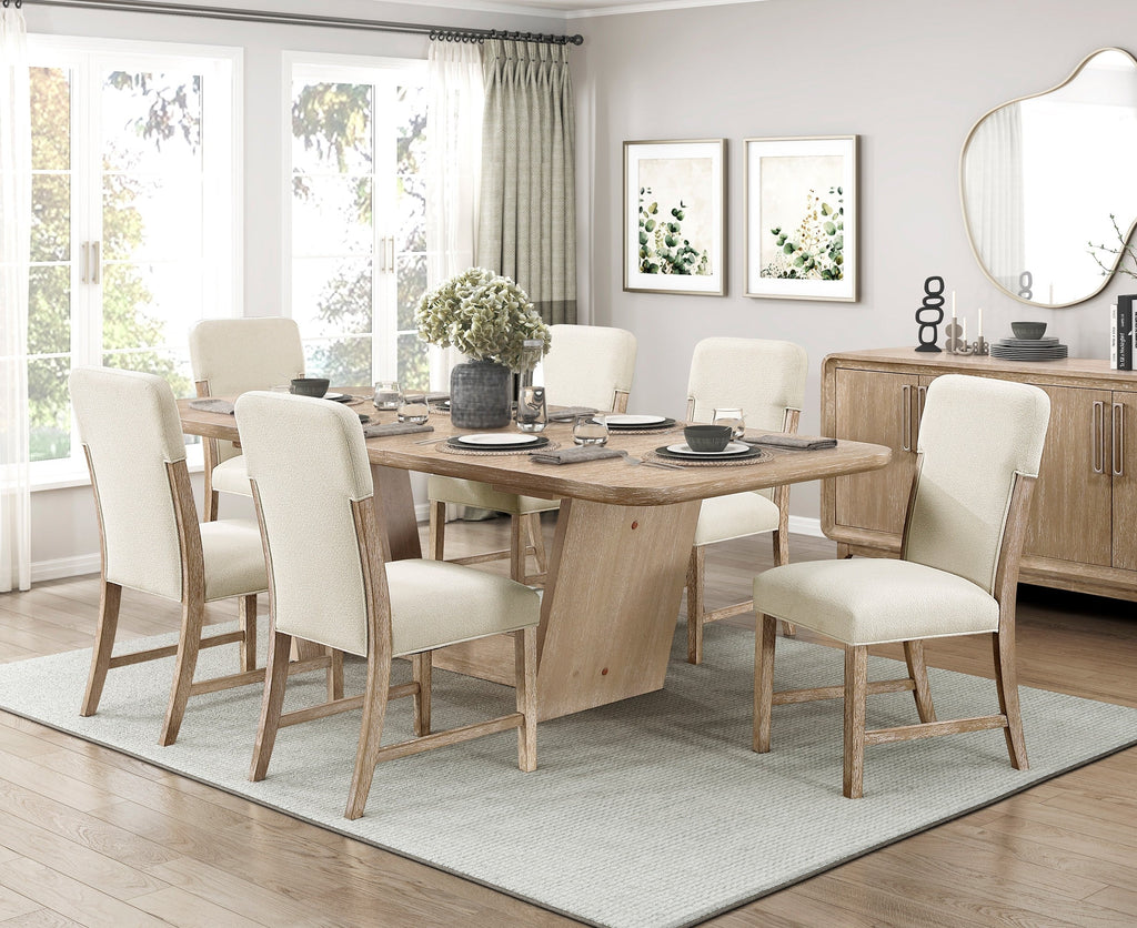Natural Wood Dining and Kitchen Set with Extendable Table - 7 Piece