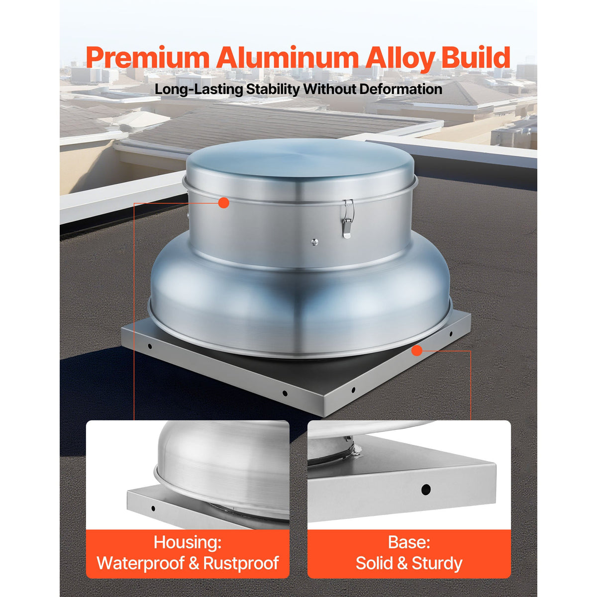 Roof Exhaust Fan with High-Power Motor and Adjustable Airflow - Aluminum Alloy