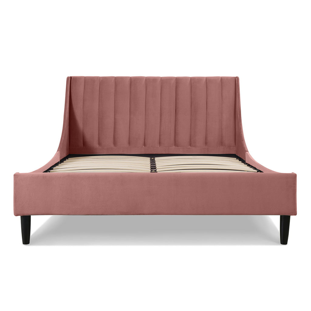 Vertical Tufted Modern Headboard Platform Bed Set with Upholstered Finish - Multiple Colors