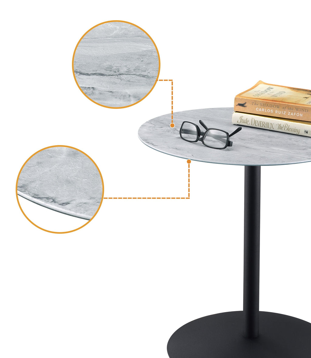 Marble Textured Top End Table - Circa Collection - White, Black, Gray