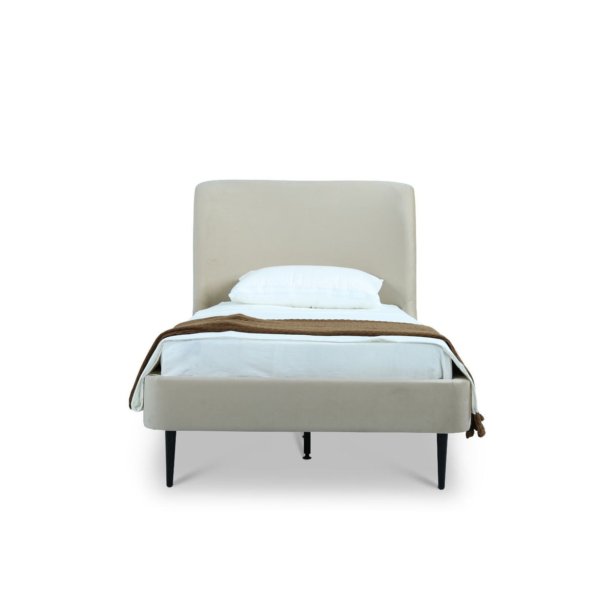 Heather Upholstered Bed with Curved Headboard - Multiple Colors