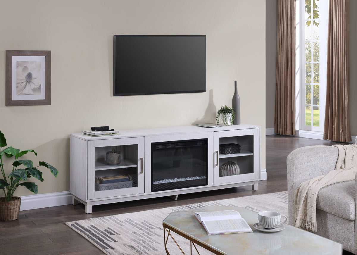 White Walnut Fireplace TV Stand Console with Integrated Heater - 70 Inch