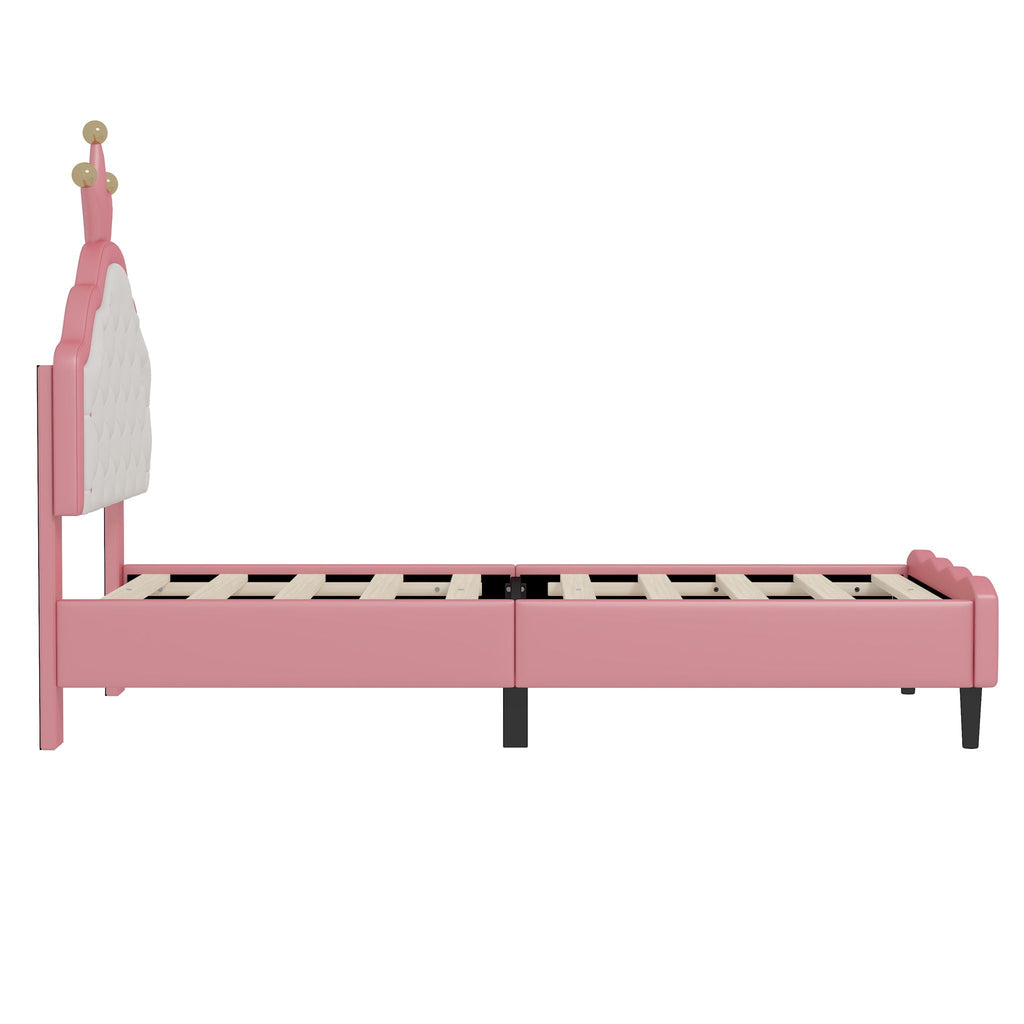 Lovely Crown Fantasy Princess Bed With Tufted Headboard