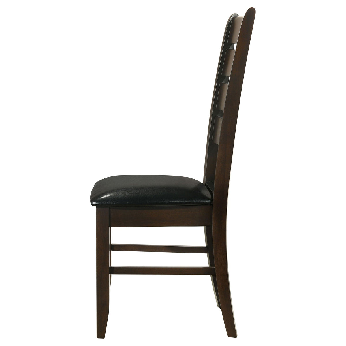 Padded Seat Dining Chairs with Tapered Slats - Set of 2, Dark Gray or Black