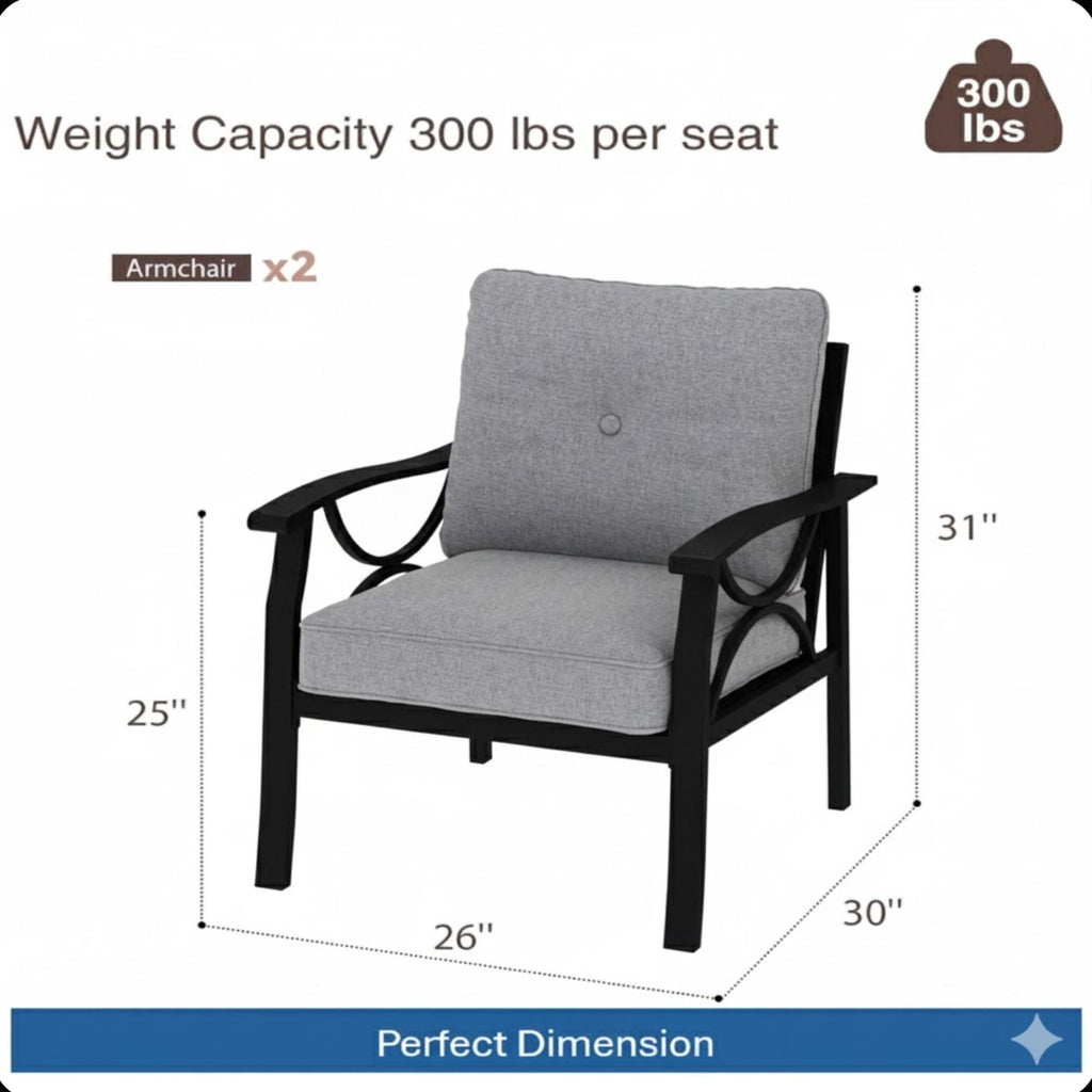 All-Weather Armchairs with Cushions, Modern Sculptural Design – Beige or Dark Gray