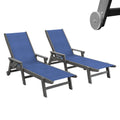 Outdoor Pool Lounge Chairs Set of 2 with Adjustable Backrest - Navy Blue or Grey