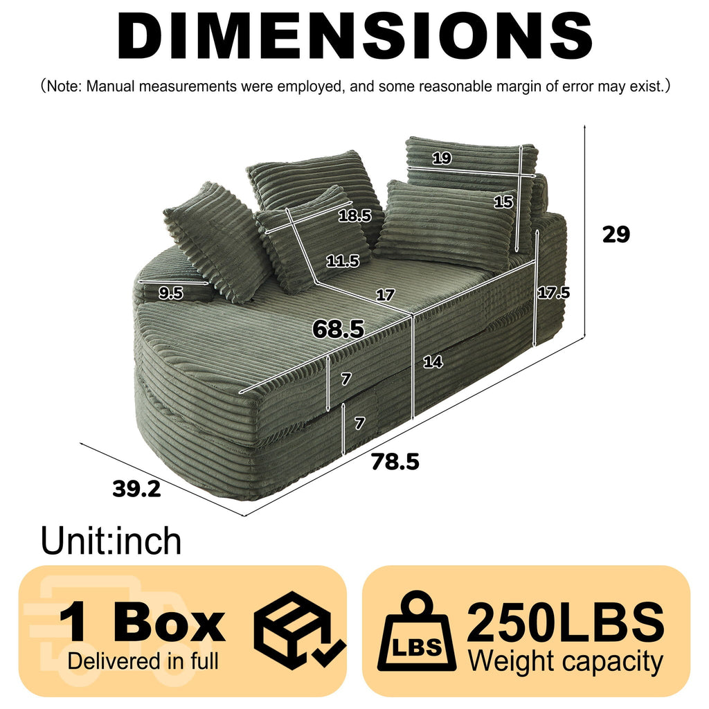 Semi Circular 2-in-1 Sofa Bed with Neck Pillow and Throw Pillows – Multiple Colors