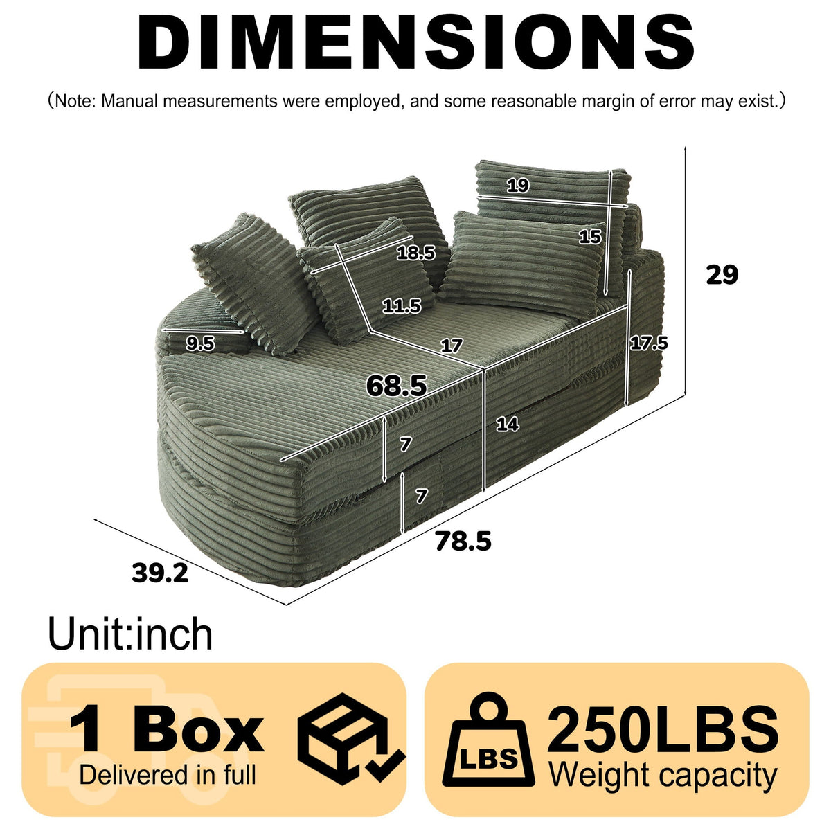 Semi Circular 2-in-1 Sofa Bed with Neck Pillow and Throw Pillows – Multiple Colors