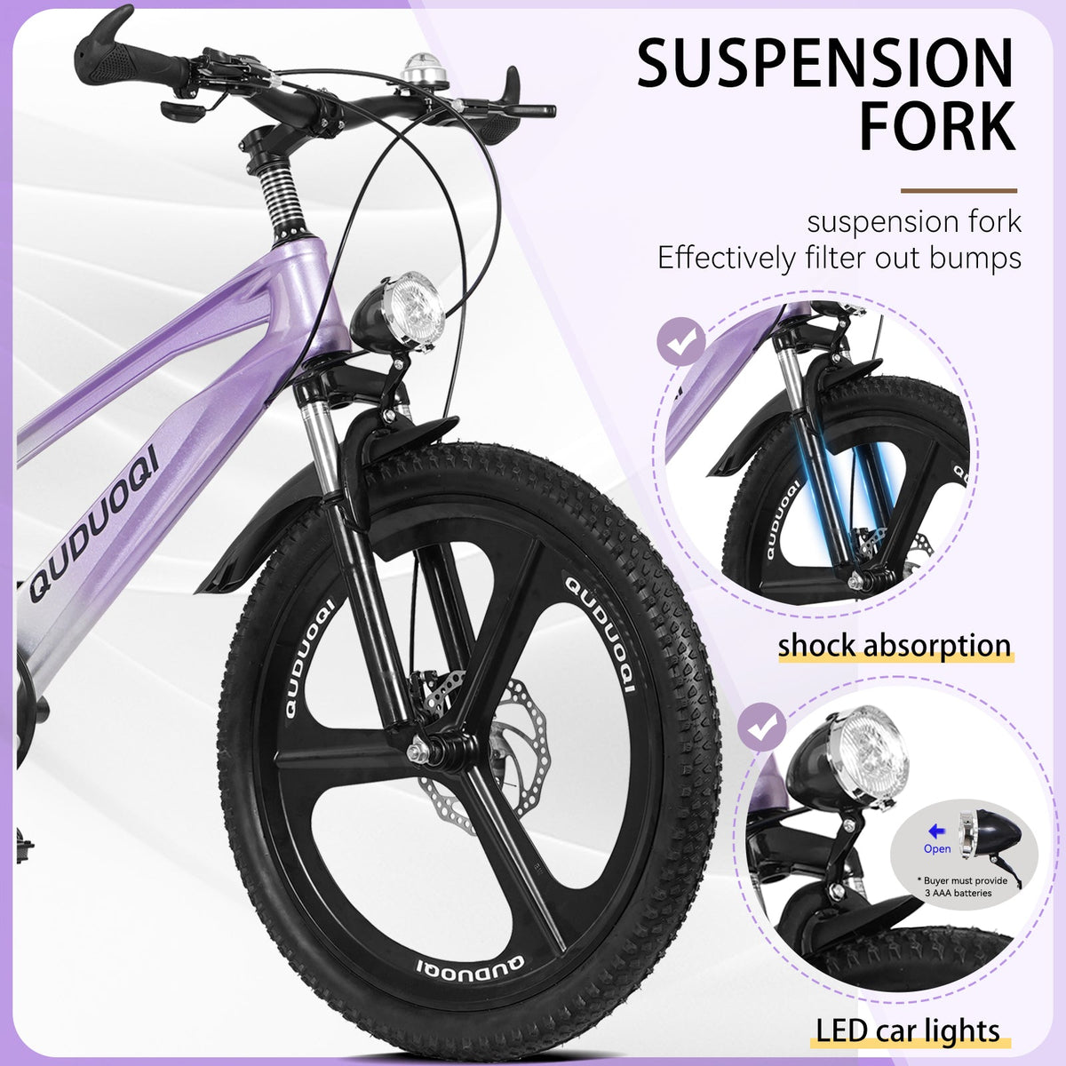 20 Inch Kids Mountain Bike with Magnesium Alloy Frame - Black