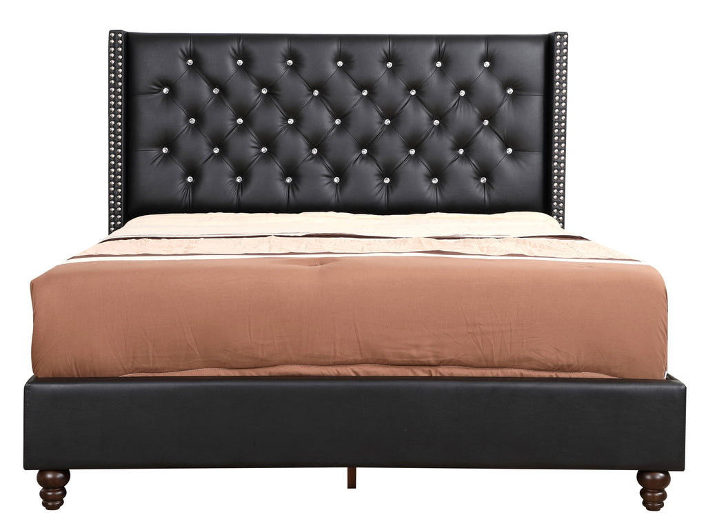 Upholstered Nailhead Trim Chic Bed with Tufted Headboard - Multiple Colors