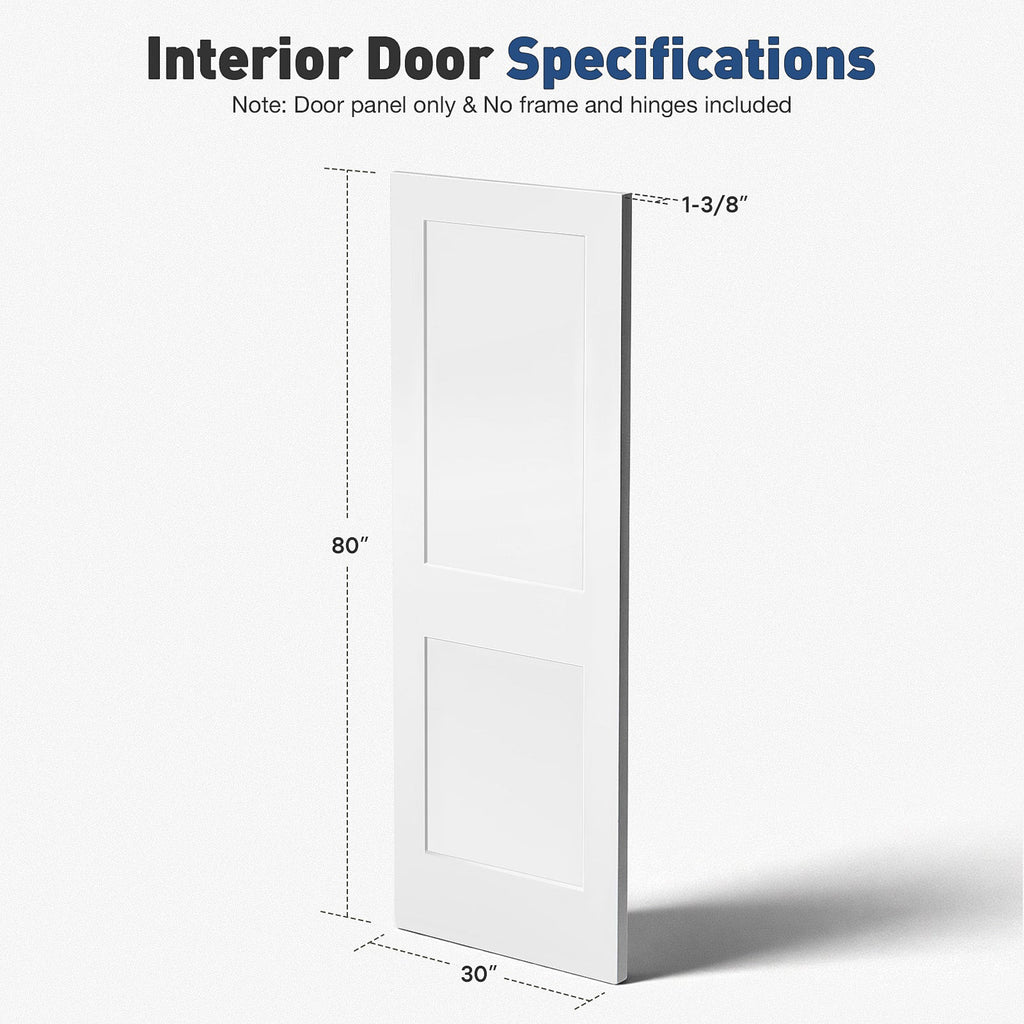30 In. x 80 In. Shaker Door with Primed Finish - White