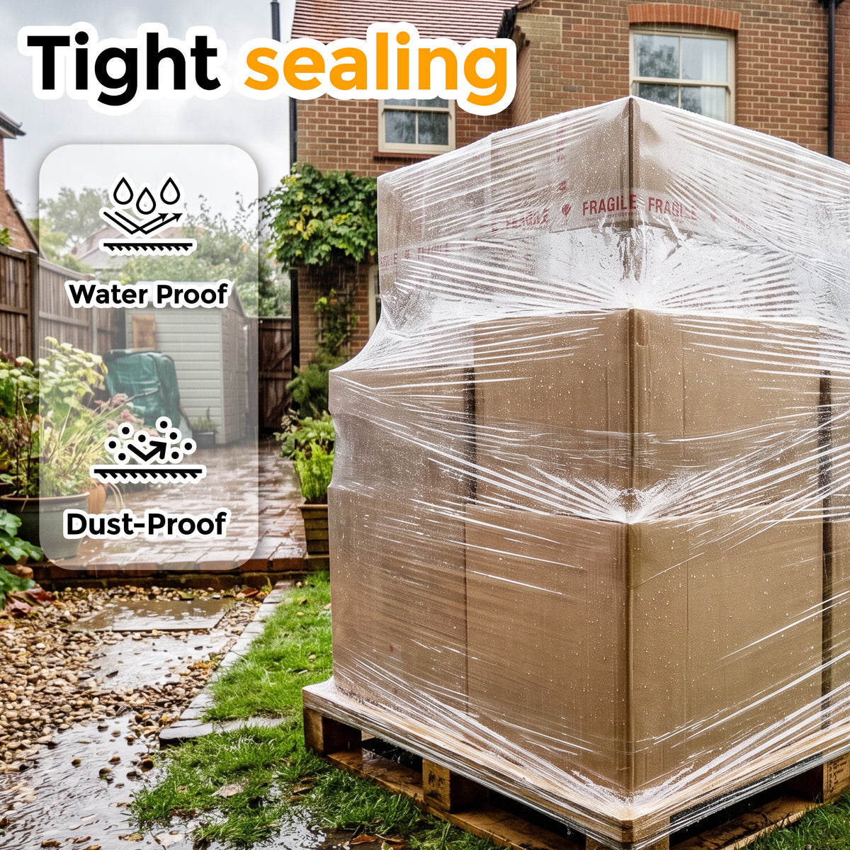 1000ft Industrial Strength Stretch Wrap Film Roll with Handles - Clear Plastic
