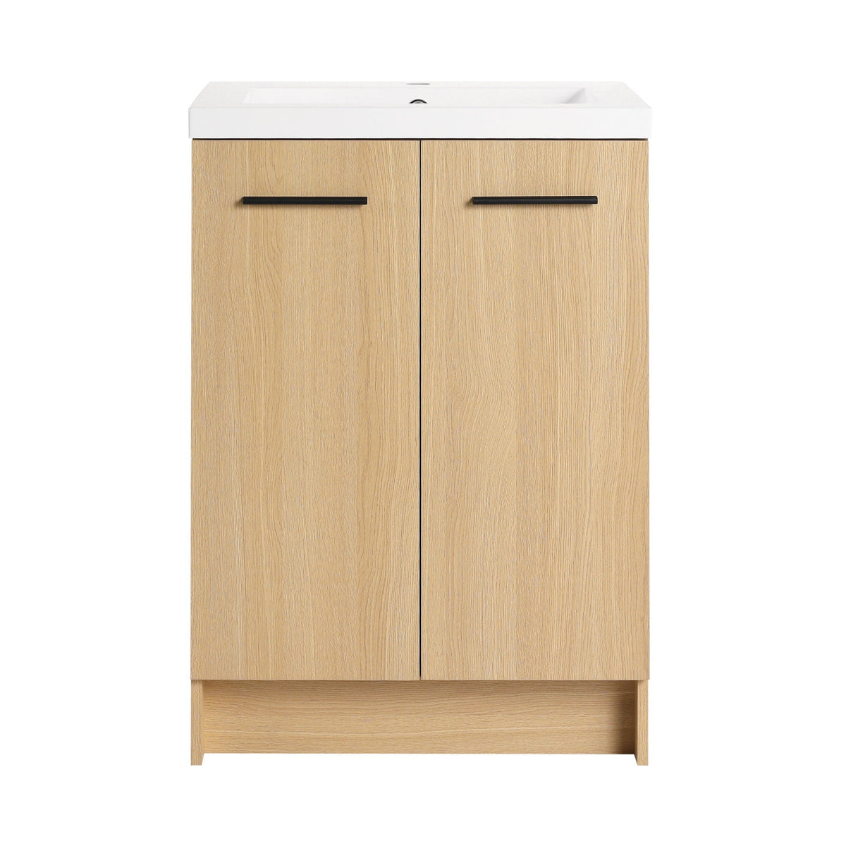 Floating Bathroom Vanity With Sink, Wall Mounted Double Door Storage - Light Brown