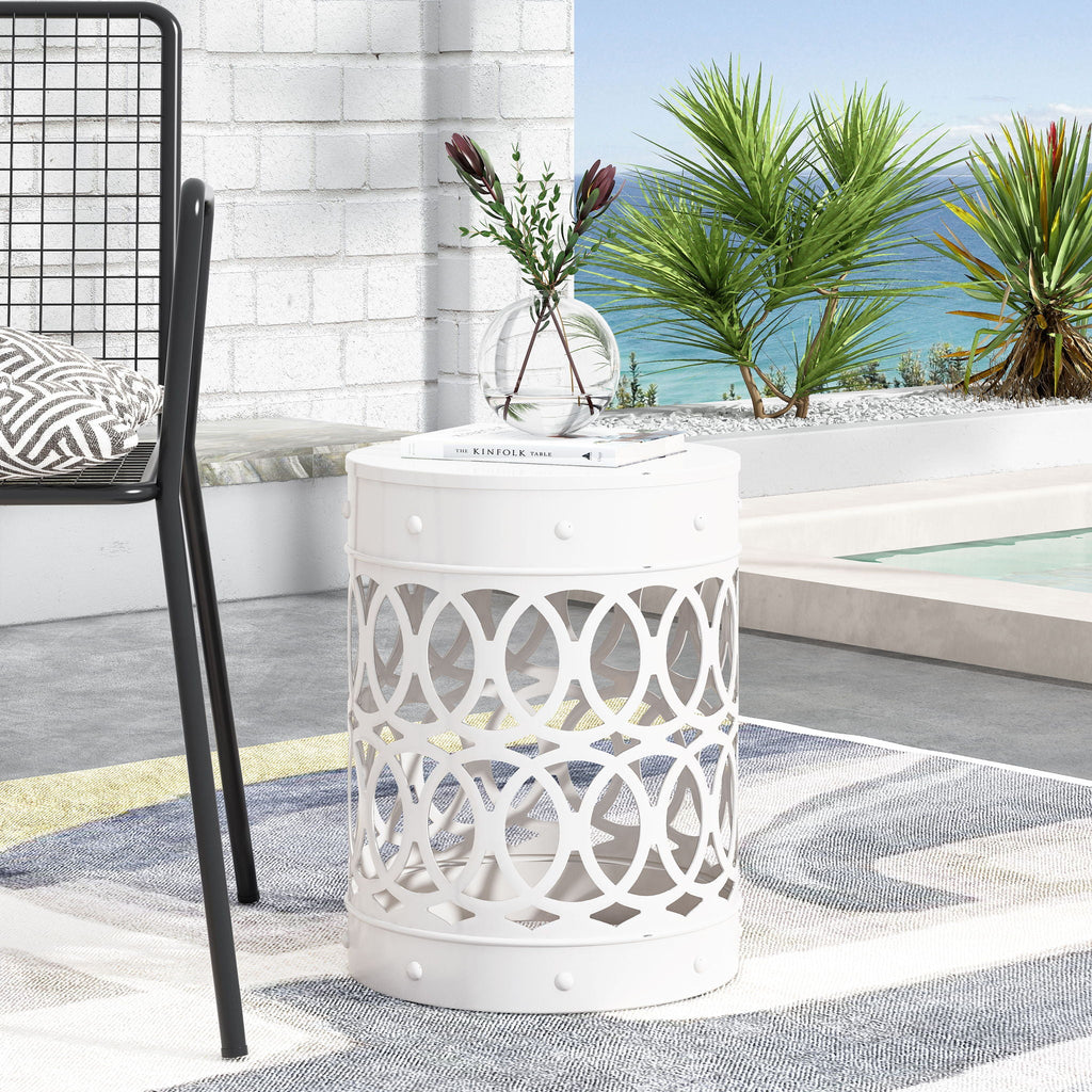 Outdoor Metal Large End Table with Modern Design - Multiple Colors