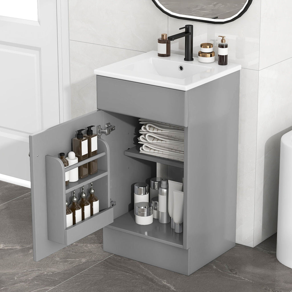 Bathroom Vanity with Sink and Adjustable Shelf - Multiple Colors