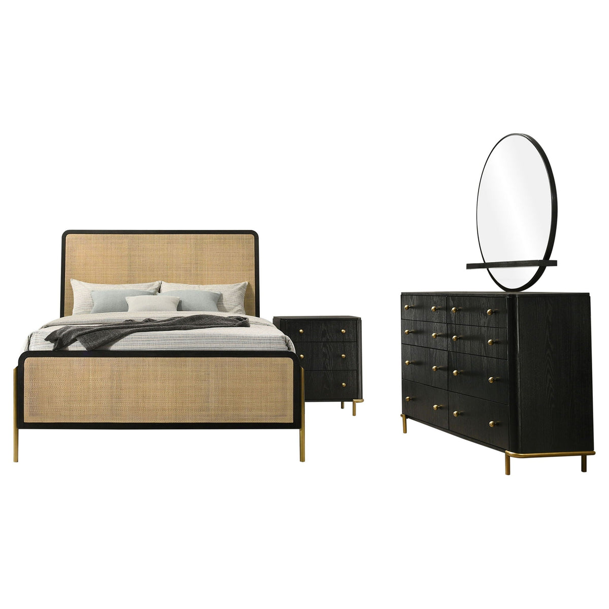 Arini 4-piece Queen Bedroom Set Black and Natural