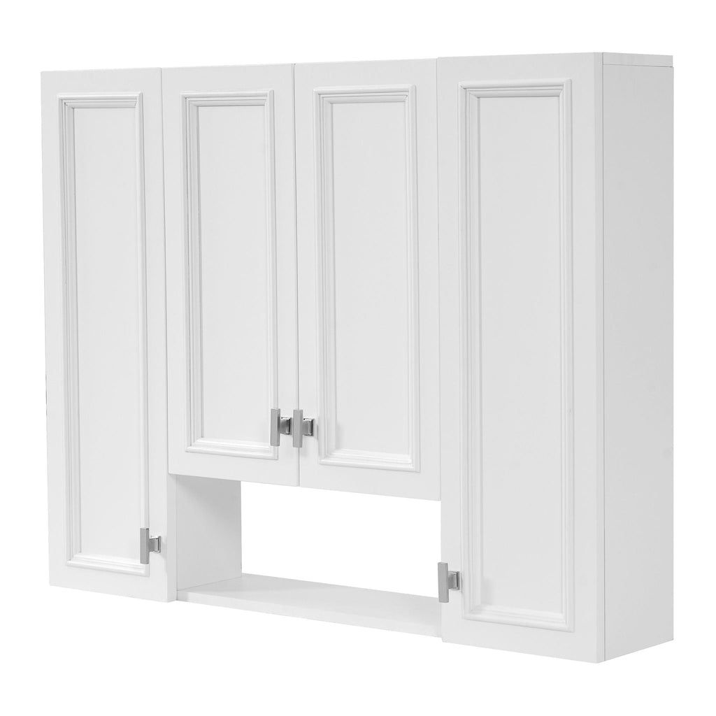 Wall Mounted Bathroom Cabinet With 5 Adjustable Shelves and Soft-Closing Hinges - Gray or Black
