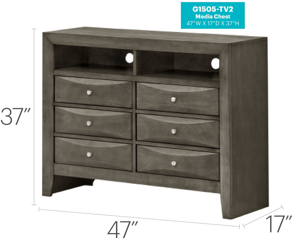 Media Chest with Modern Beveled Drawer Fronts - Multiple Colors