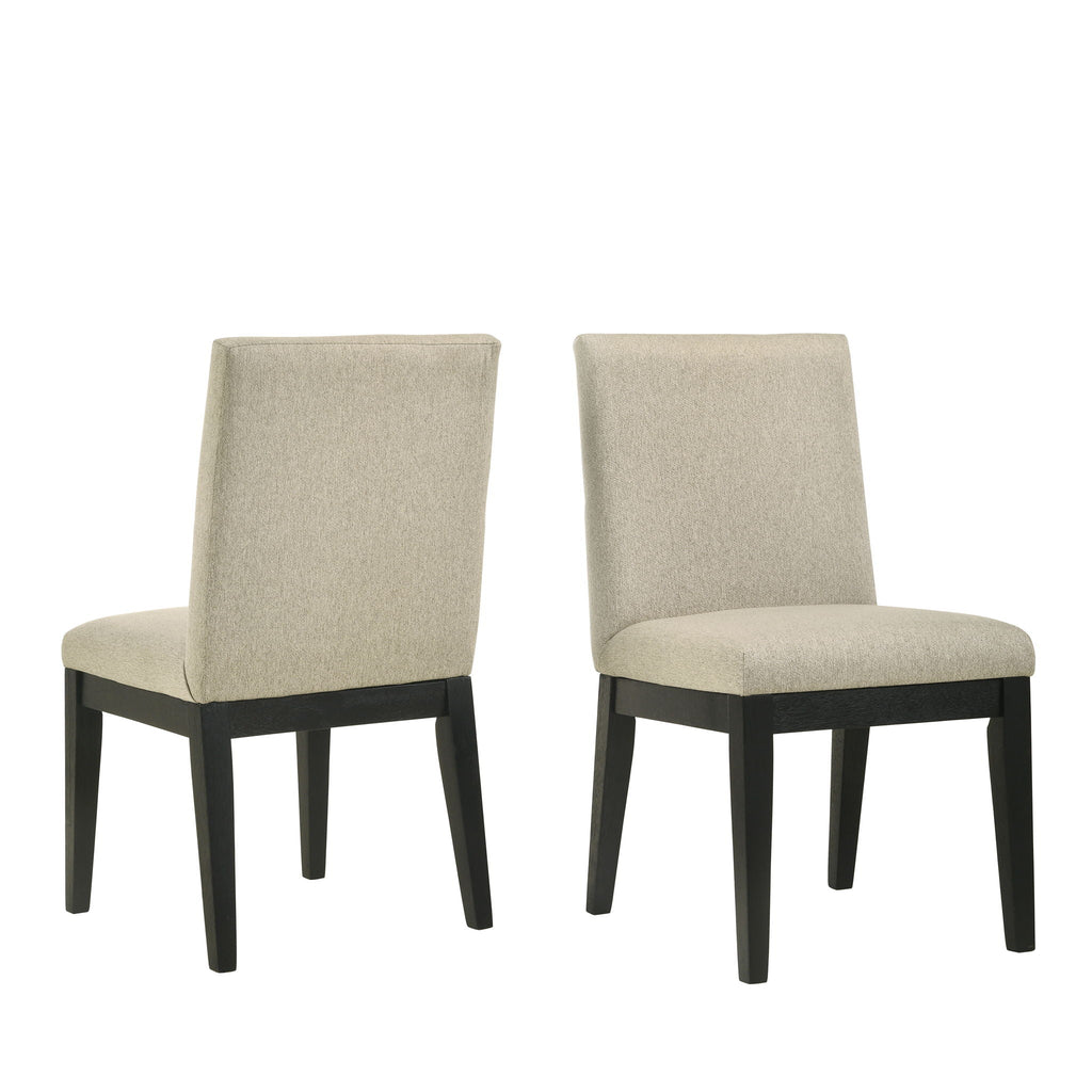 Contemporary Solid Wood Dining Chairs with Plush Upholstery - Beige (Set of 2)