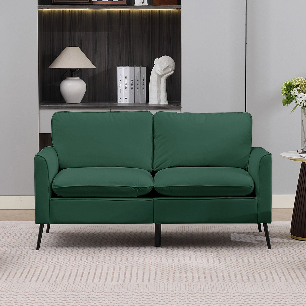 Upholstered Loveseat with Plush Headrest - Multiple Colors