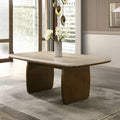 Kasha - Dining Table With Marble Top Top - Vintage Oak