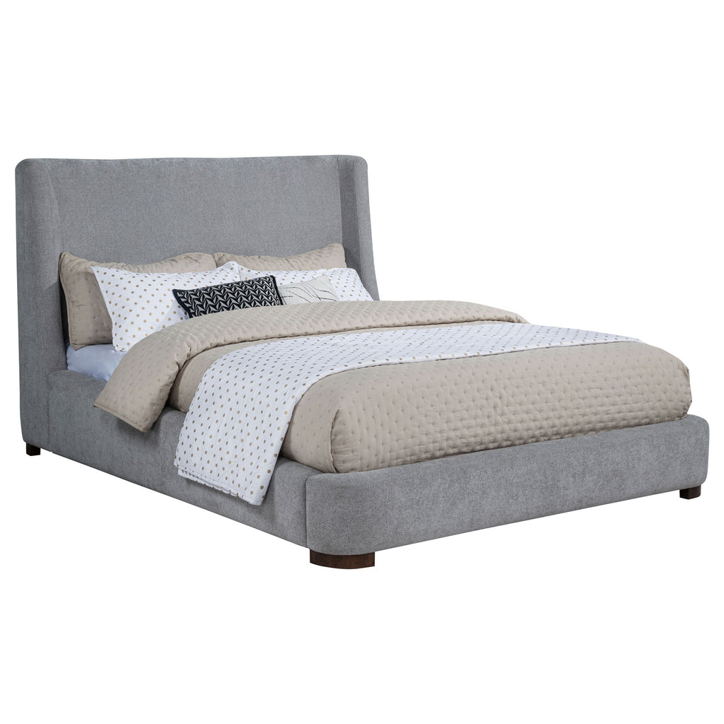Rennes Upholstered Eastern King Wingback Platform Bed Grey