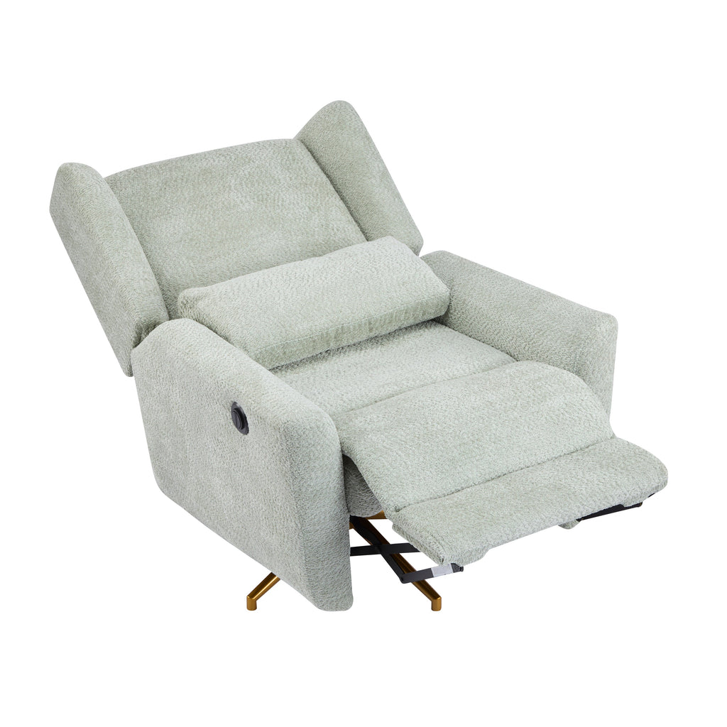 Power Recliner Chair Swivel with Boucle Upholstery and 360° Swivel - Gold or Beige