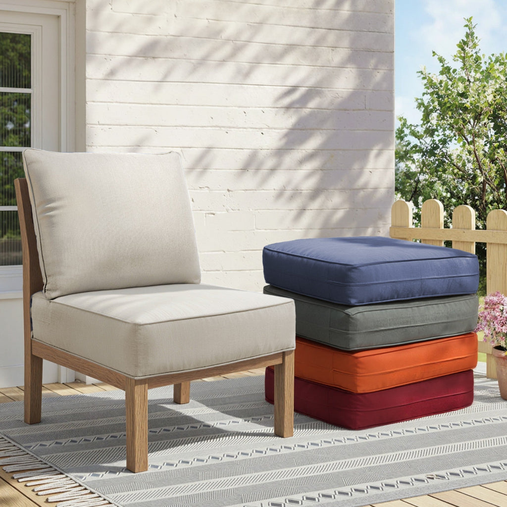 6" Thicker Outdoor Chair Cushion Set with Waterproof Olefin - Neutral