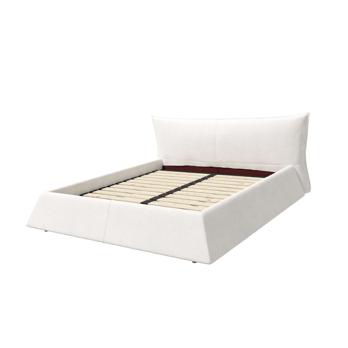 Upholstered Platform Bed with Special Shaped Headboard - Black or Beige