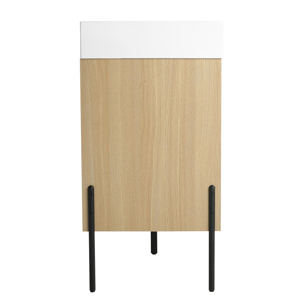 Modern Bathroom Vanity Combo with Single Resin Sink and Storage Cabinet - Light Brown