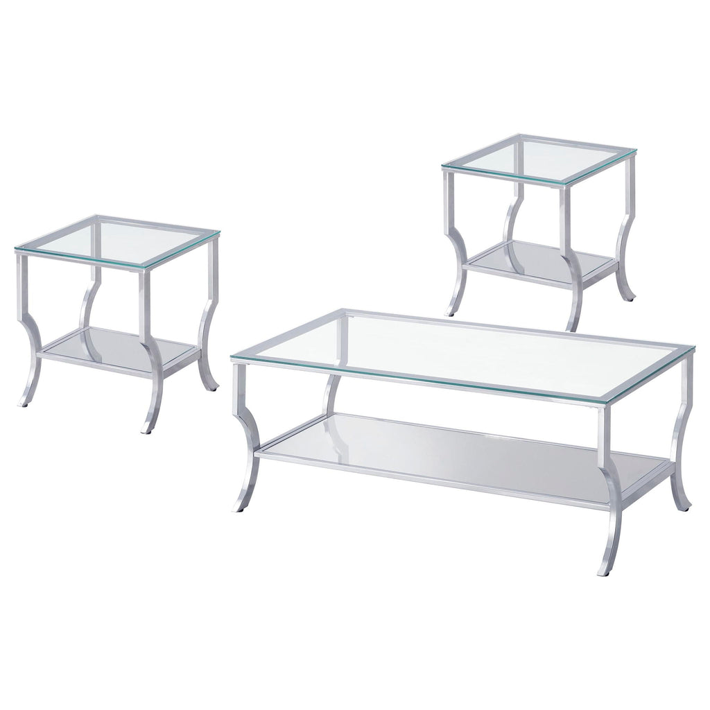 Saide 3-piece Glass Top Coffee and End Table Set Chrome