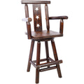 Rustic Tall Bistro Chair with Decorative Star Backrest and Footrest - Brown