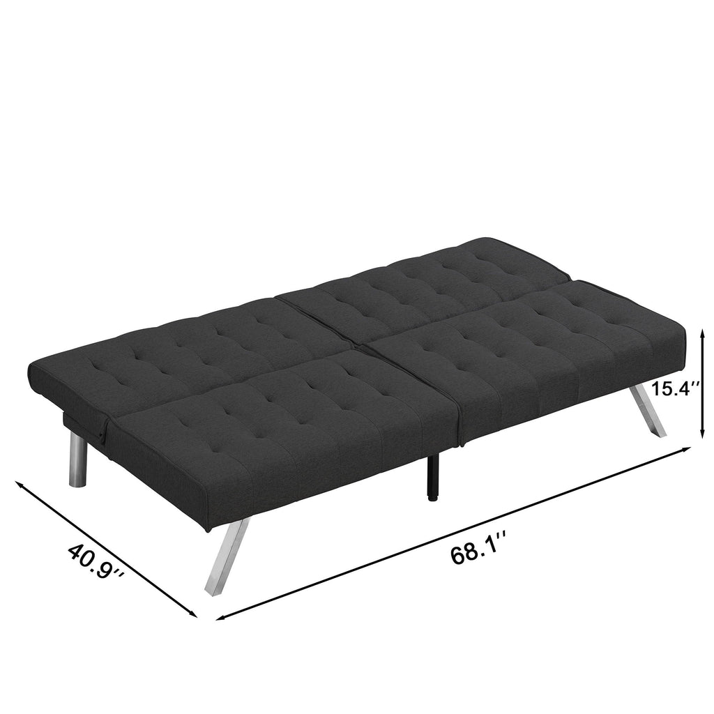 Modern Sofa Bed with Wood Frame and Stainless Legs - Multiple Colors