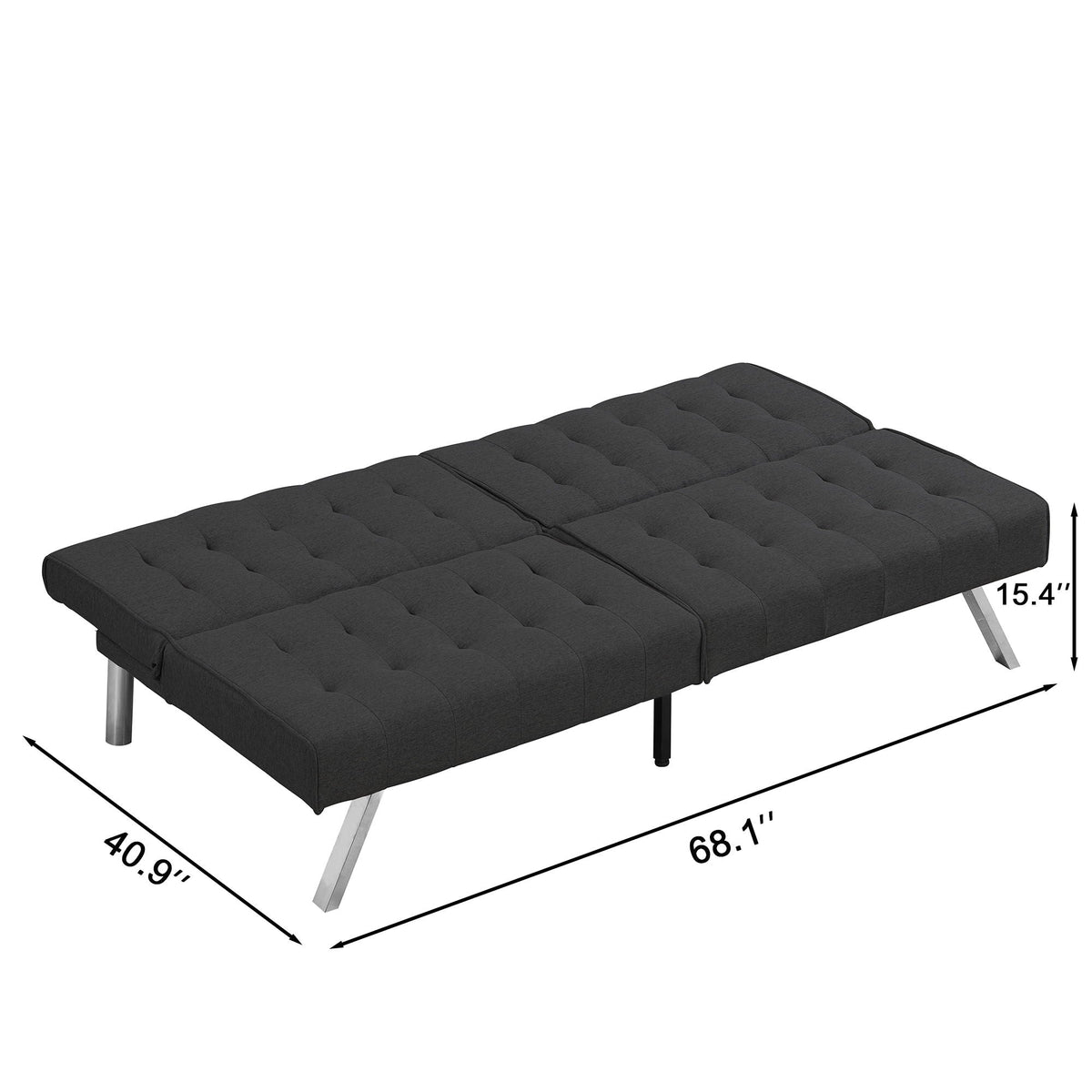 Modern Sofa Bed with Wood Frame and Stainless Legs - Multiple Colors
