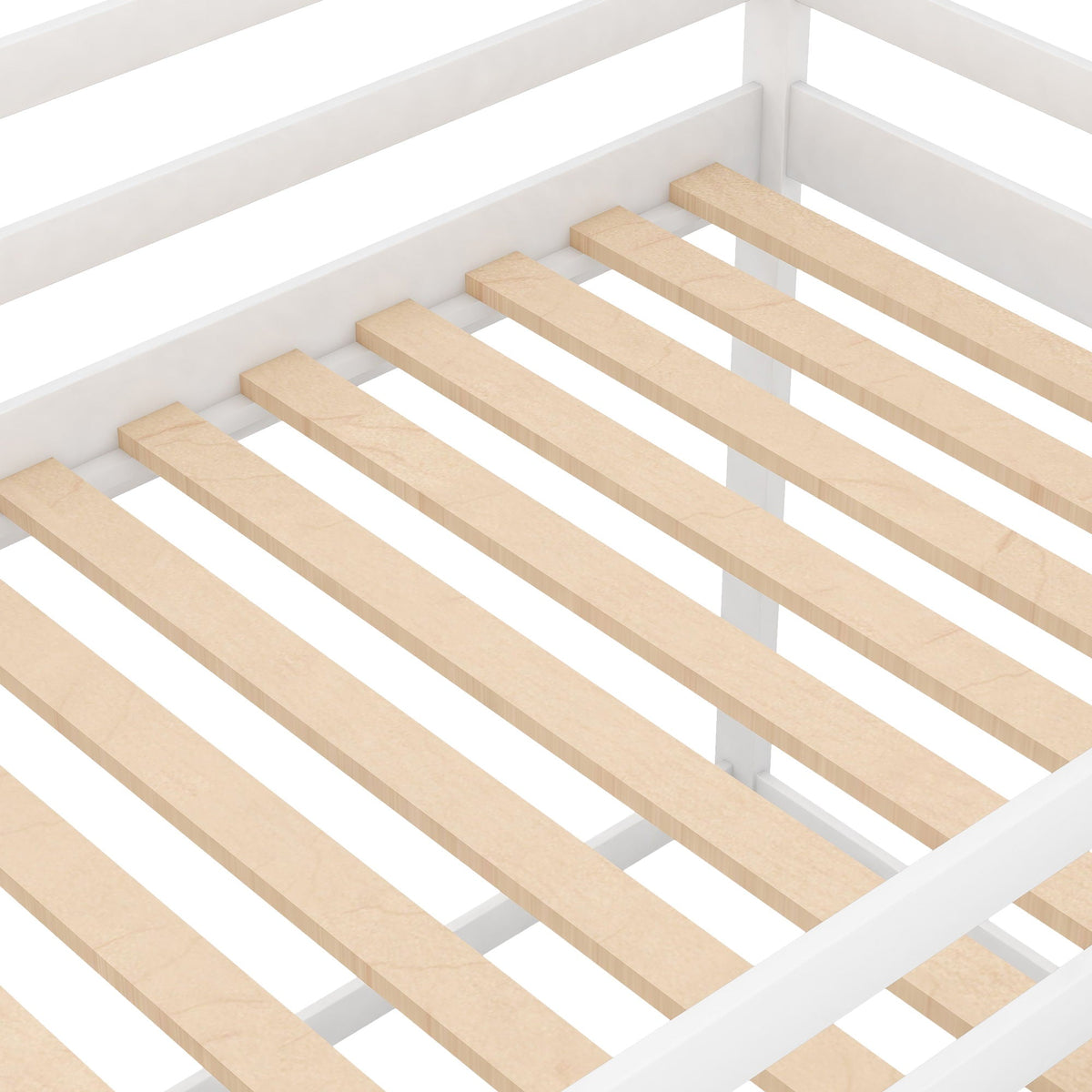 Low Bunk Bed With House Shaped Frame and Ladder - Twin Over Twin