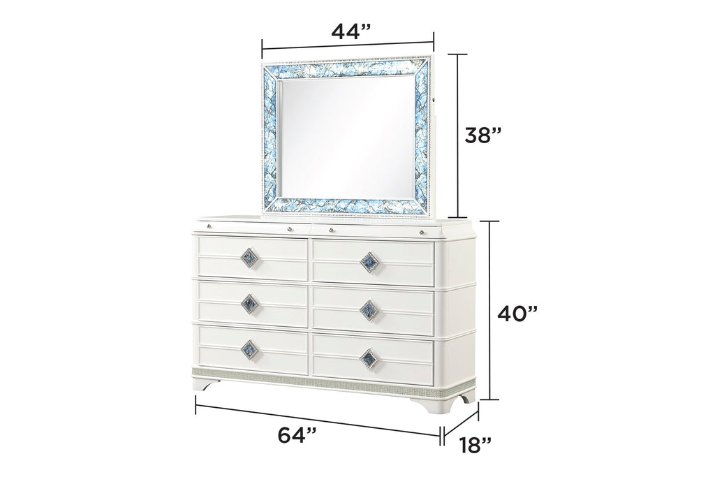 Laguna Modern 5 Piece King Upholstered Bedroom Set with Marble Accents