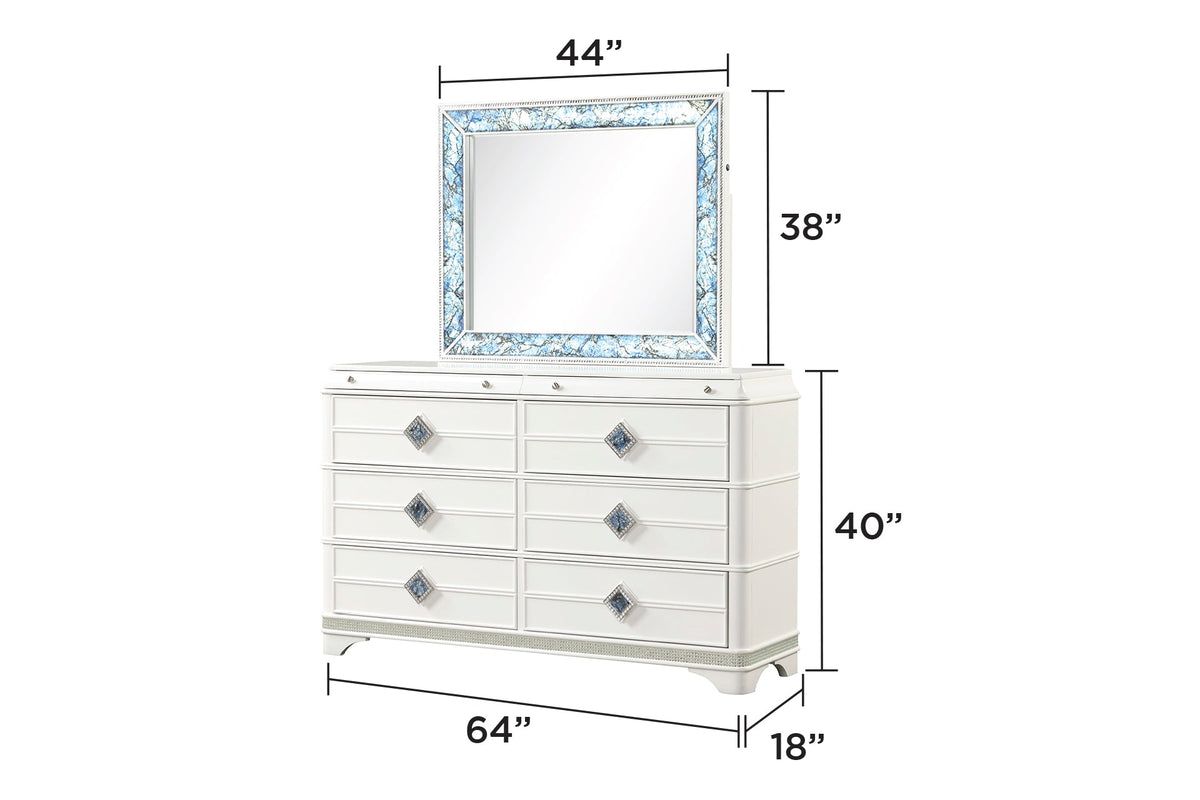 Laguna Modern 5 Piece King Upholstered Bedroom Set with Marble Accents
