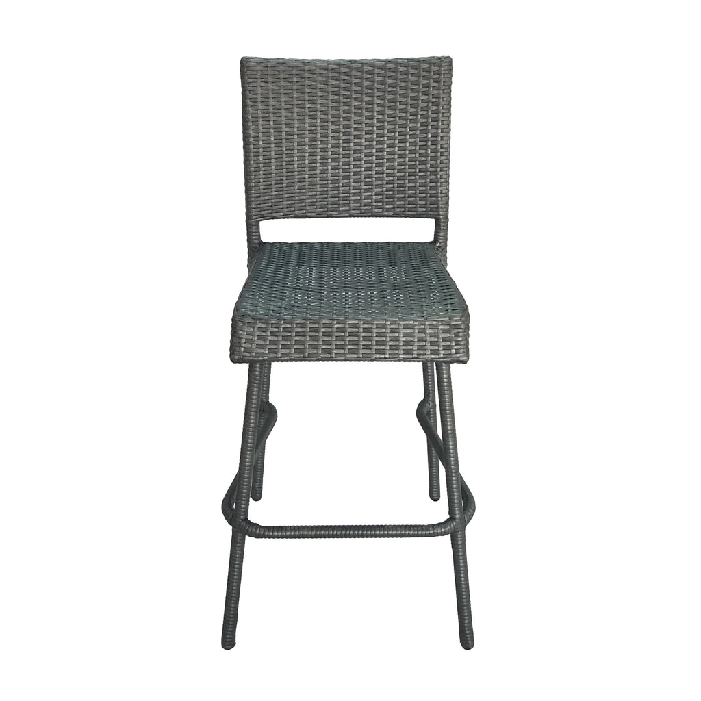 29" Outdoors PE Rattan Armless Barstools with Woven Finish - Grey