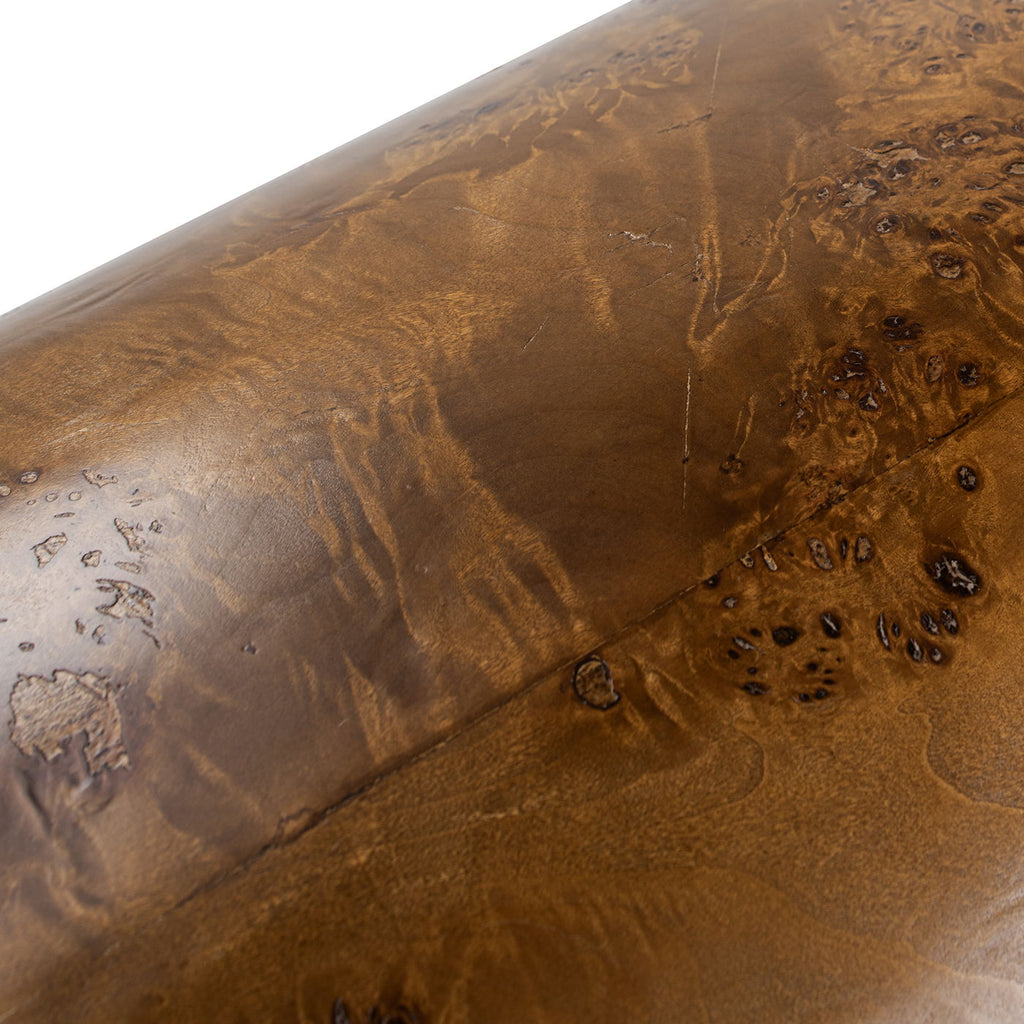 Accent Oval Pillar Side Table with Burl Wood Veneer - Light or Dark Brown