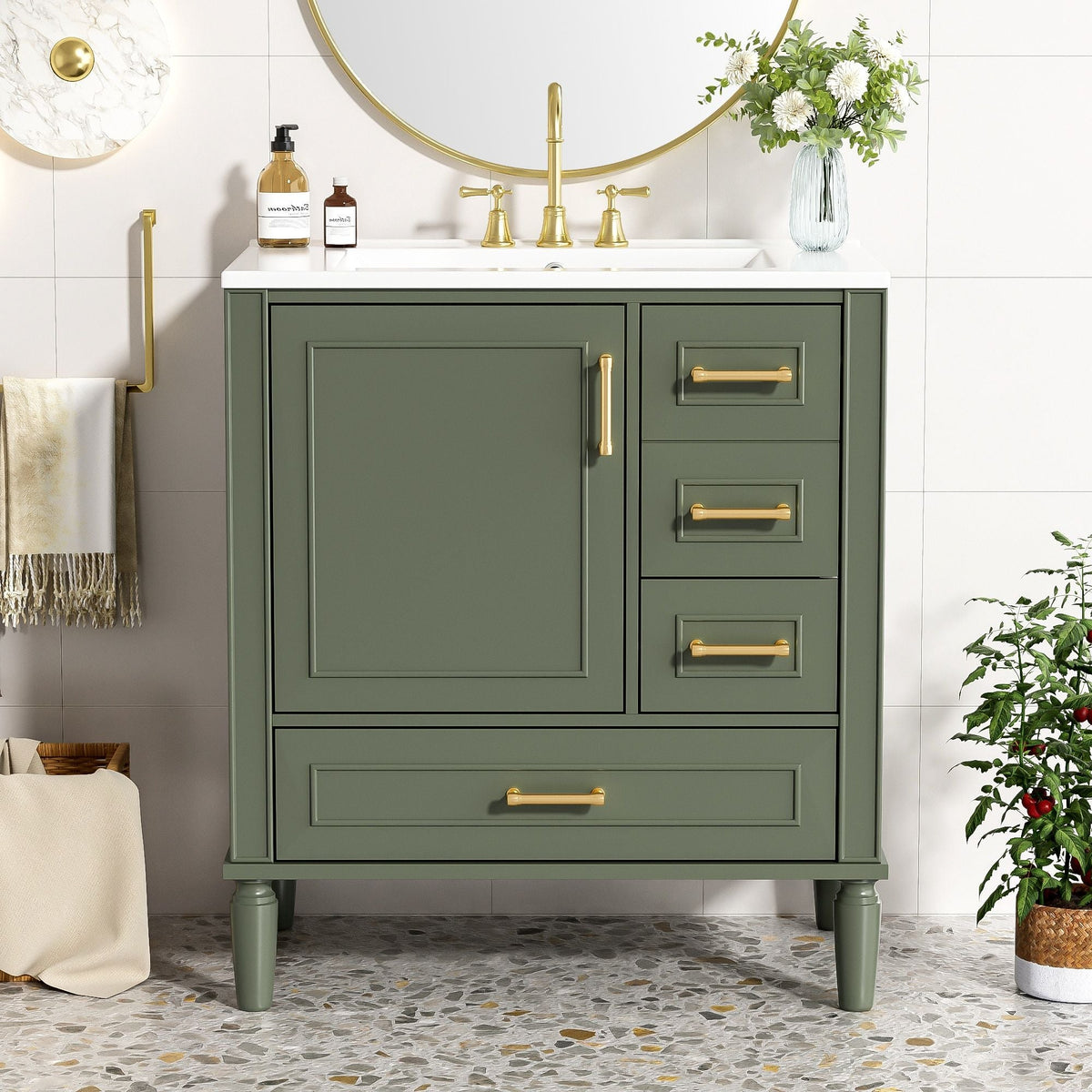 Traditional Bathroom Vanity Set with Soft Close Doors - Multiple Colors