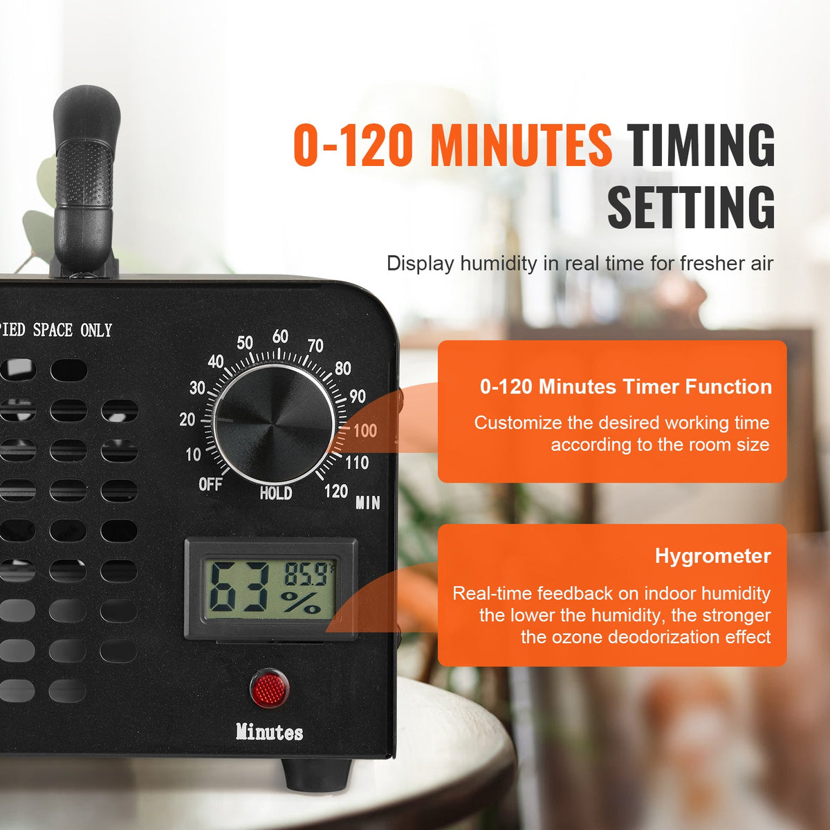 High Capacity Ozone Generator with Timer - 36,000mg/h