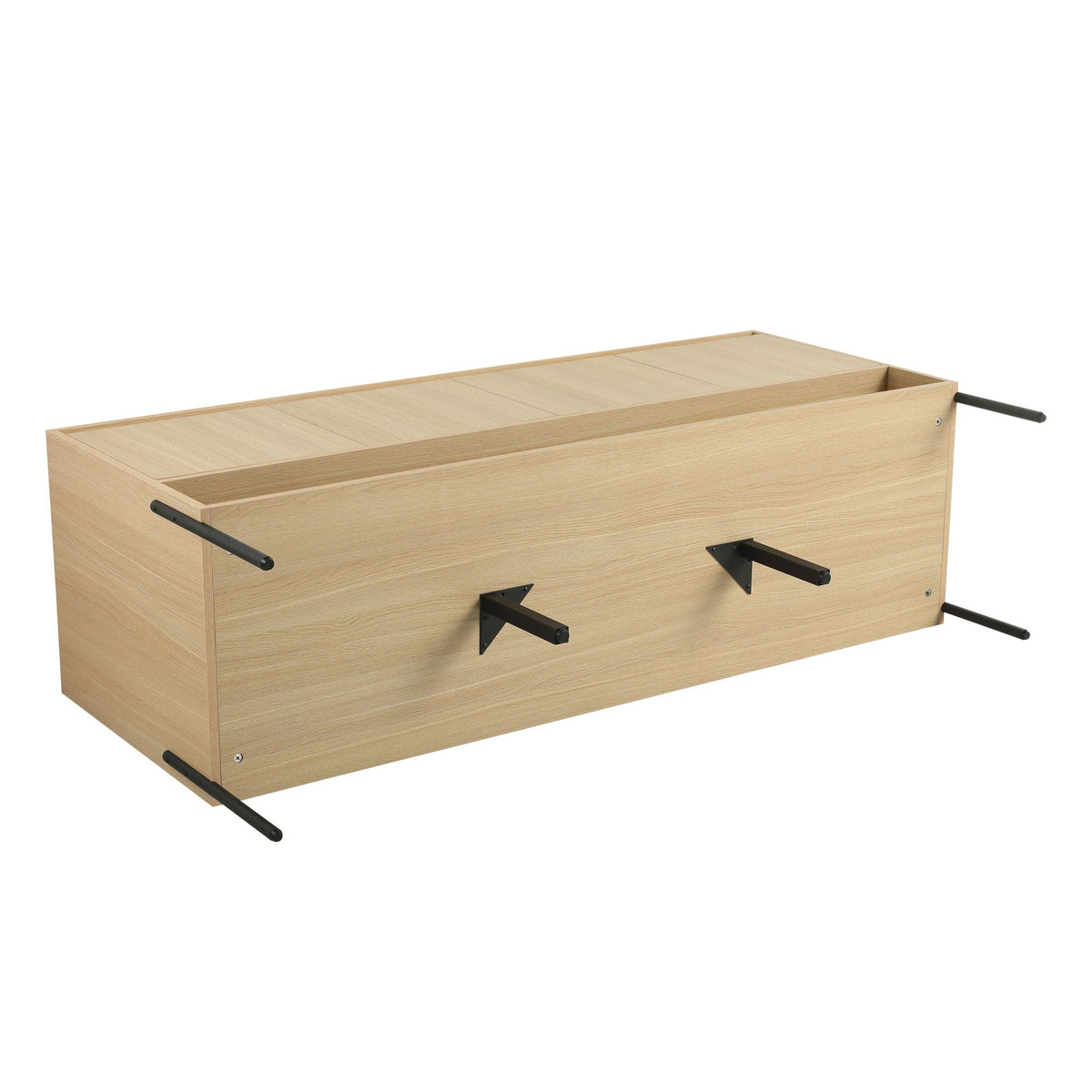 Modern Bathroom Vanity Combo with Single Resin Sink and Storage Cabinet - Light Brown