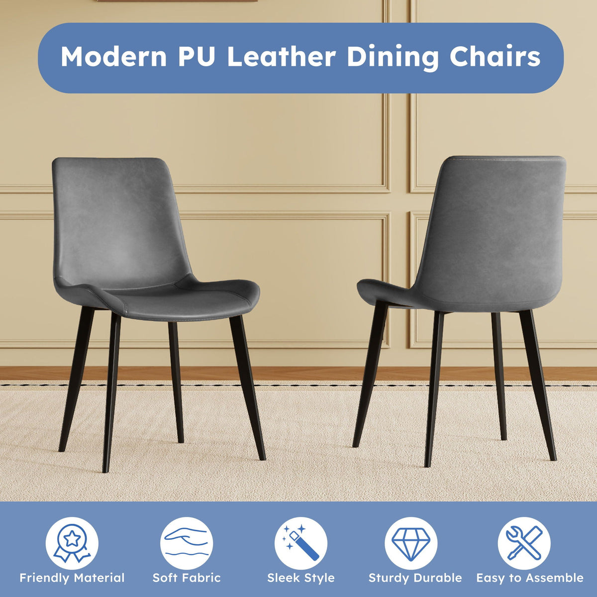 Modern Dining Chairs Ergonomic Design For Kitchen (Set of 4)