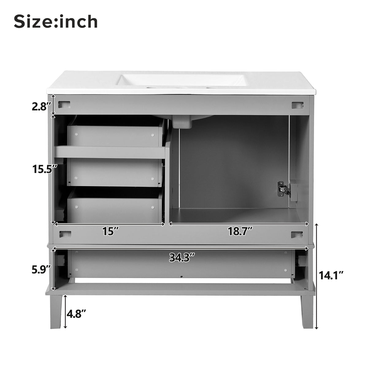 Traditional Bathroom Vanity Set with Soft Close Doors - Multiple Colors