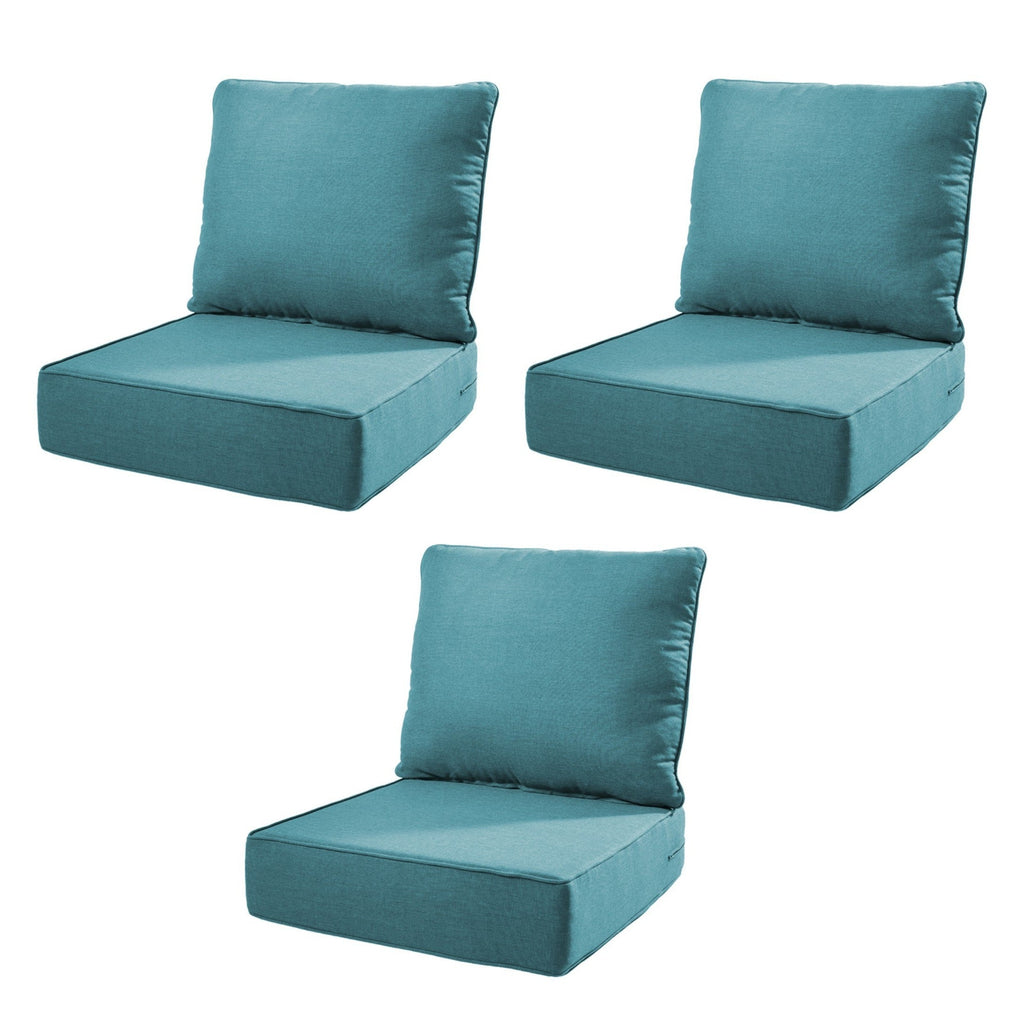 6" Thick Outdoor Chair Cushion Set with Waterproof Olefin Fabric - Peacock Blue
